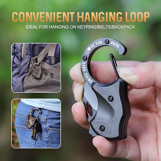 Gifts for Papa Fathers Day, Fathers Day Papa Gifts, EDC Box Cutter for Camping Hiking Fishing, Birthday Gift Ideas, EDC Tool Gift from Grandchildren