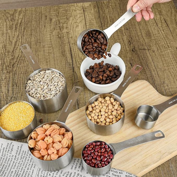 Smithcraft Measuring Cups Set for Kitchen and Baking Tools, Stainless Steel Measuring Cups Set 18/8(304) Steel Material Heavy Duty 7 Measuring Cups and 1 Ring Set of 8