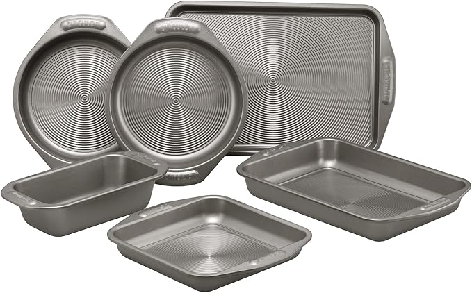 Circulon Total Nonstick Bakeware Set with Nonstick Cookie Sheet, Baking Pan and Bread Pan - 6 Piece, Gray