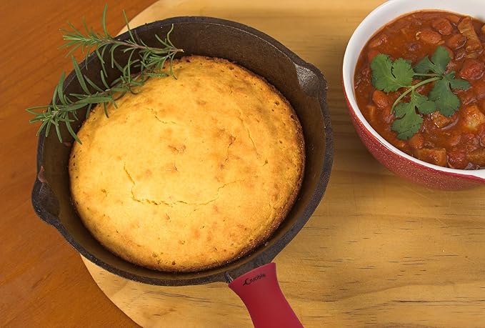 Crucible Cookware Cast Iron Skillets, Set Of 4 (Pre-seasoned) 10 Inch - 5.1 Inch, Including Large & Small Silicone Hot Handle Holders | Indoor & Outdoor Use