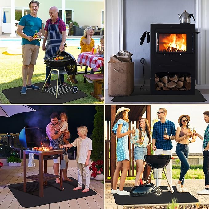 48×30 Inch Hearth Rug Fireproof, Under Grill Mats for Outdoor Grill, Fireproof Rugs for Fireplaces, Grill Mat Oil-Proof Water-Proof Protector for Decks, Patios and Indoor Grill