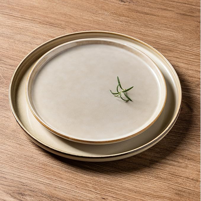 AmorArc Stoneware Dinnerware Sets,Round Reactive Glaze Ceramic Plates and Bowls Set,Highly Scratch Resistant | Dishwasher & Microwave Safe Dishes,Service for 6 (18pc)
