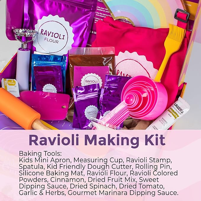 Cookie Cups The Rainbow Ravioli Making Kit, Kids Baking Set for Fun & Realistic Pasta Making, At-Home Ravioli Maker with Complete Supplies, Kids Baking Sets for Girls & Boys Aged 3 Years and Up