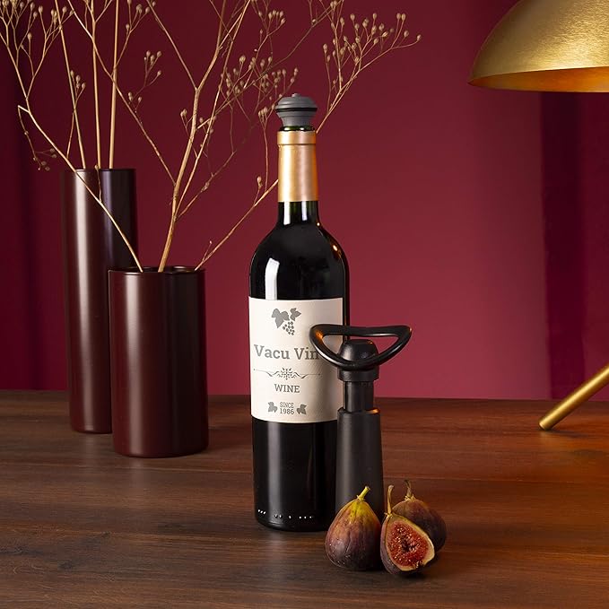 Vacu Vin Wine Saver Concerto Black Giftpack (1 Pump, 3 Stoppers, 1 Crystal Server), Silicone, Einheitlich