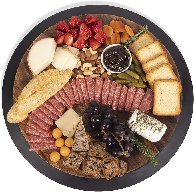 PICNIC TIME NFL Unisex NFL Lazy Susan Serving Tray, Wooden Turntable Round Charcuterie Board, Cheese Serving Platter