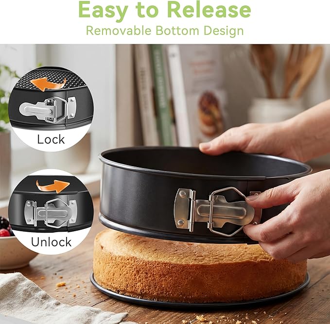 USLAI Springform Pan, 4/6/7/8/9/10 Inch Nonstick Cheesecake Pan with Removable Bottom, Easy to Clean, Ideal for Baking Cakes, Pies and Quiches - 9 Inch
