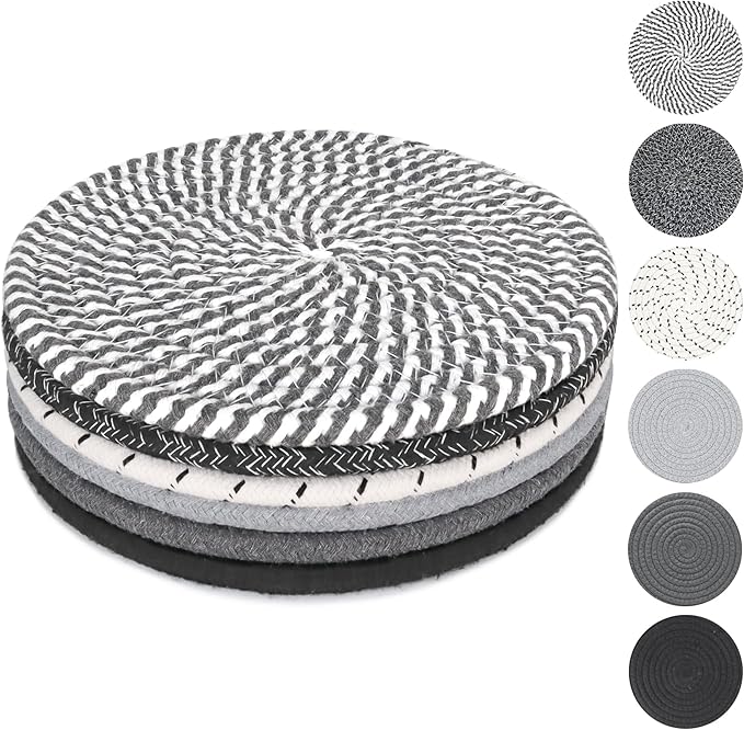 8 Inch Trivets for Hot Dishes, Hot Pots and Pans, Thick Heat Resistant Large Coaster for Kitchen, Hot Pads, Kitchen Essentials, Kitchen Decor for Table & Countertop, 6 Pcs