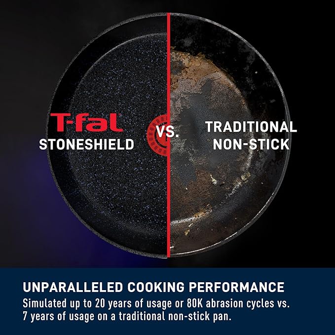 T-FAL StoneShield 12" / 30cm Frypan, Non-Stick, Anti-Warp, Rock Texture, Dishwasher & Oven Safe, Easy to Clean