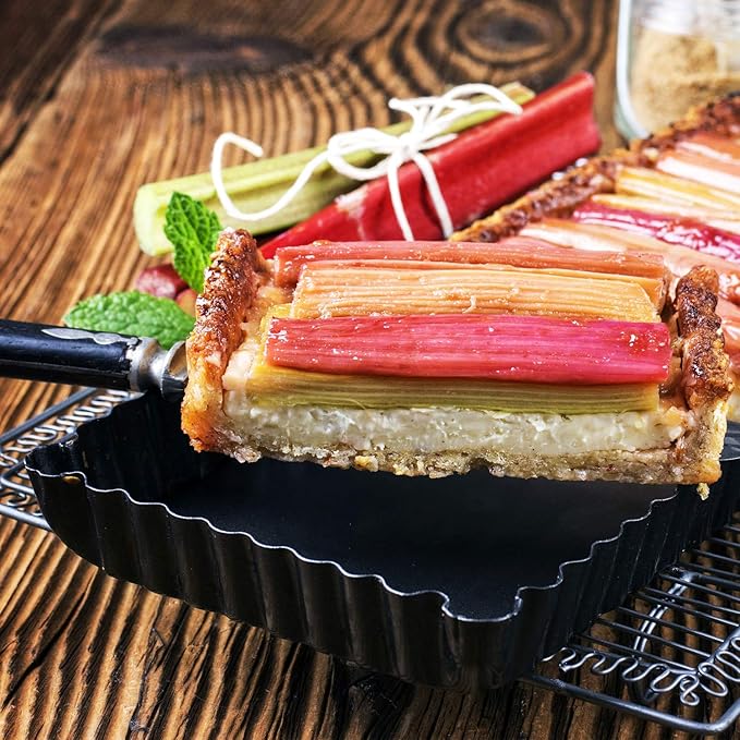 Boao 3 Pcs Rectangular Tart Pans 14‘'/10‘'/4‘' Nonstick Quiche Pan with Removable Loose Bottom Fluted Edges for Thanksgiving Christmas Pies, Biscuits, Cakes, Desserts, Bread
