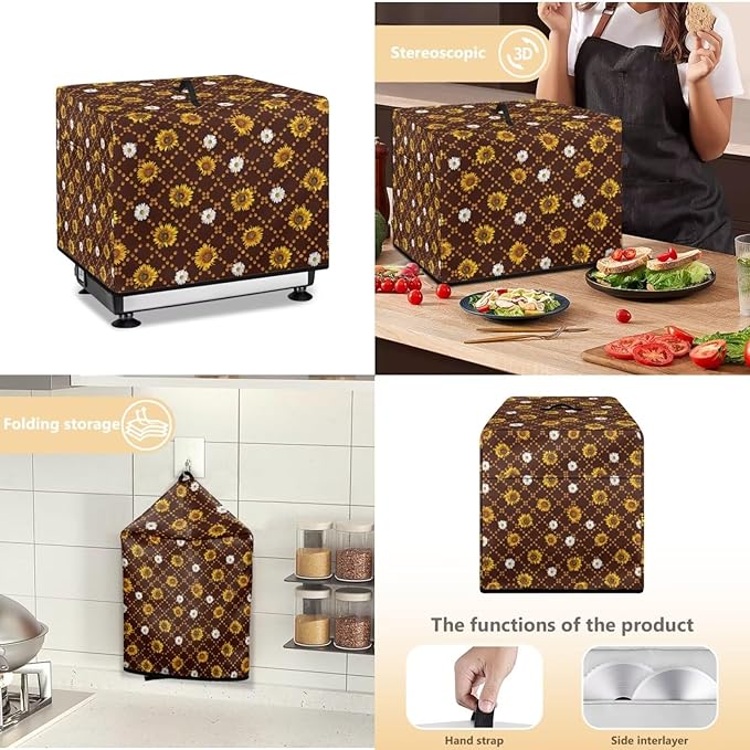 Meat Slicer Cover, Fit for Elite for Standard Meat Slicer, Dust-proof Meat Slicer Machine for Home Compatible with Food Slicer Commercial -16 L x 13 W x 13 H, Sunflower White Daisy Print