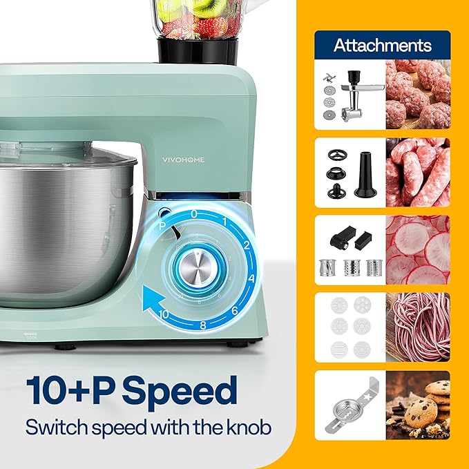 VIVOHOME 6 in 1 Multifunctional Stand Mixer with Electric Ice Crusher Shaver