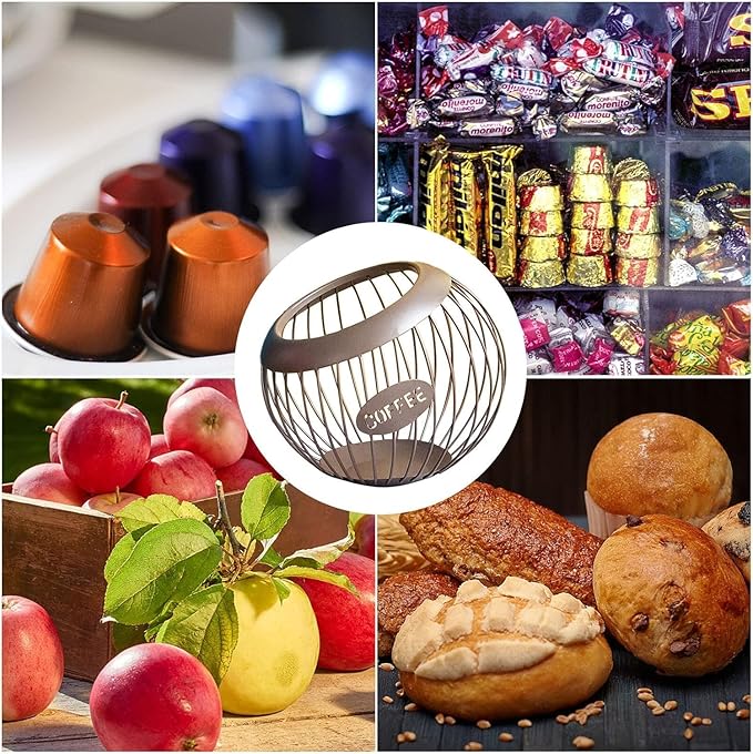 Coffee Pod Holder, Large Capacity Organizer, Metal, Brown
