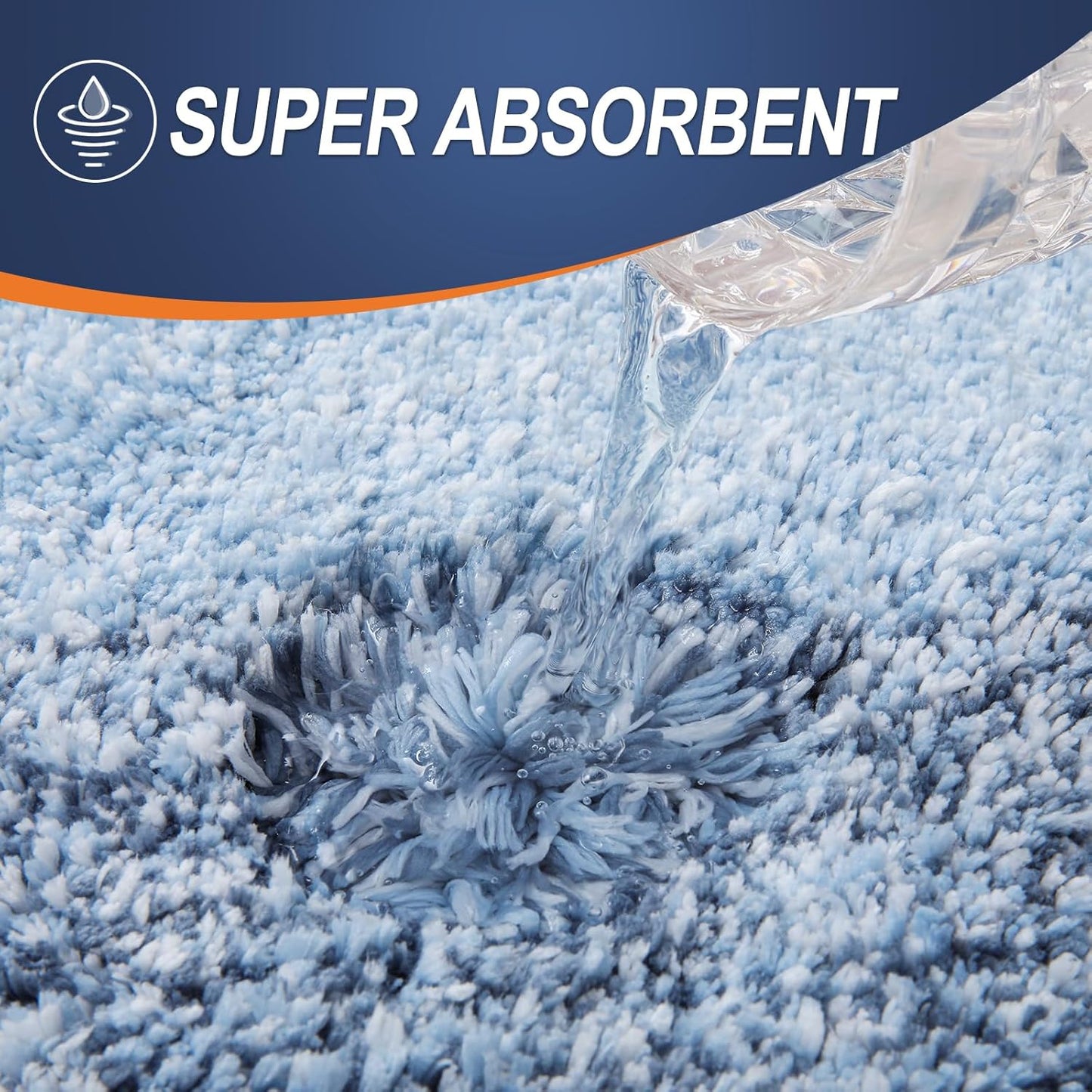 OLANLY Bathroom Rug Mat 30x20, Extra Soft and Absorbent Microfiber Bath Rugs, Non-Slip Plush Shaggy Bath Carpet, Machine Wash Dry, Bath Mats for Bathroom Floor, Tub and Shower, Blue