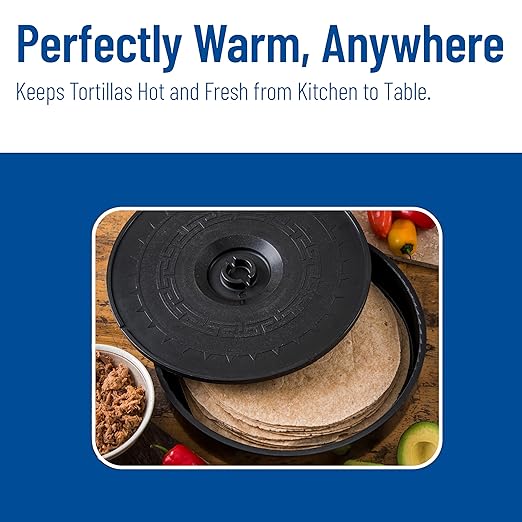 Carlisle FoodService Products Jumbo Server Tortilla Server with Insulated Lid for Kitchens, Restaurants, Catering, Plastic, 12.75 X 2.625 Inches, Black