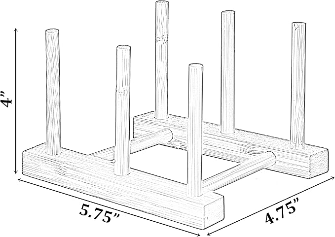 Basicwise Set of 2 Bamboo Wooden Dish Drainer Rack, Plate Rack, and Drying Drainer (2 Grid) (QI004355B.2)