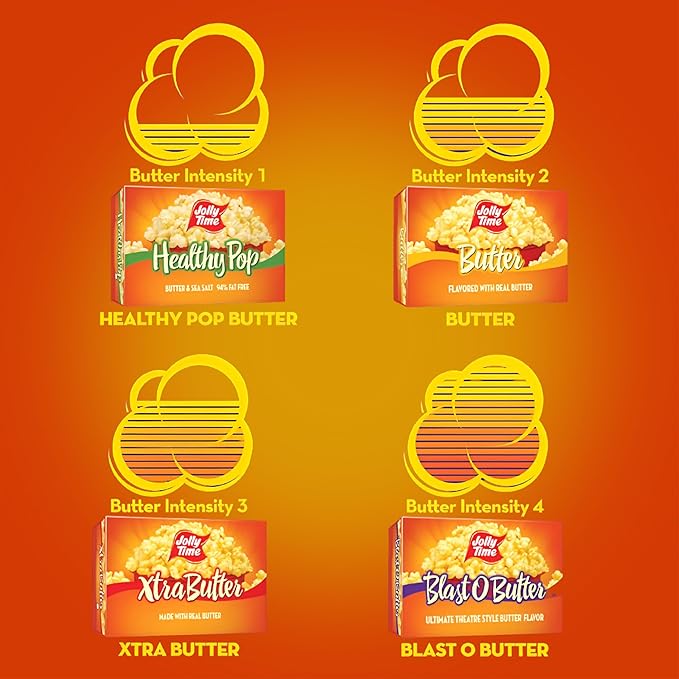 Jolly Time Healthy Pop Buttery Microwave Popcorn, Low Fat Gluten Free Non-GMO, 3oz Sharing Bag, 3 Bags Per Carton (Healthy Pop - Butter & Sea Salt, 3 Ounce (Carton of 3))