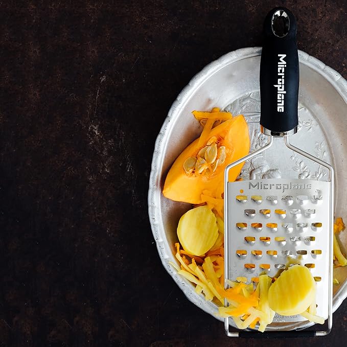 Microplane Gourmet Series Ultra Coarse Grater - Stainless Steel Durable Cheese & Vegetable Grater with Non-Slip Handle for Kitchen, Professional Chef Tools & Equipment