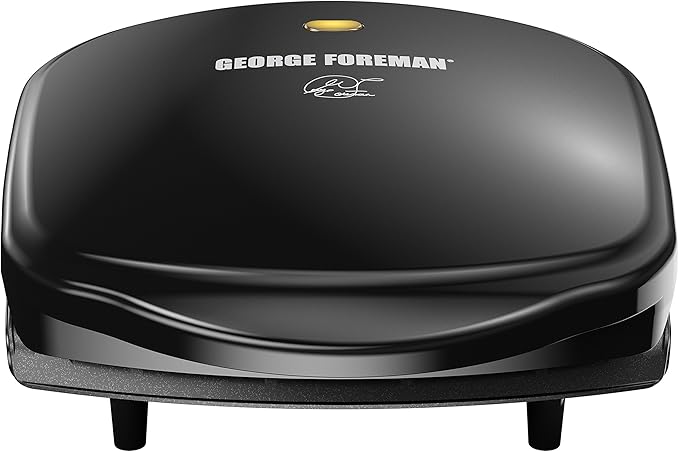 George Foreman 2-Serving Classic Plate Electric Indoor Grill and Panini Press,Black,Small Compact Size,GR10B,(Pack of 2)