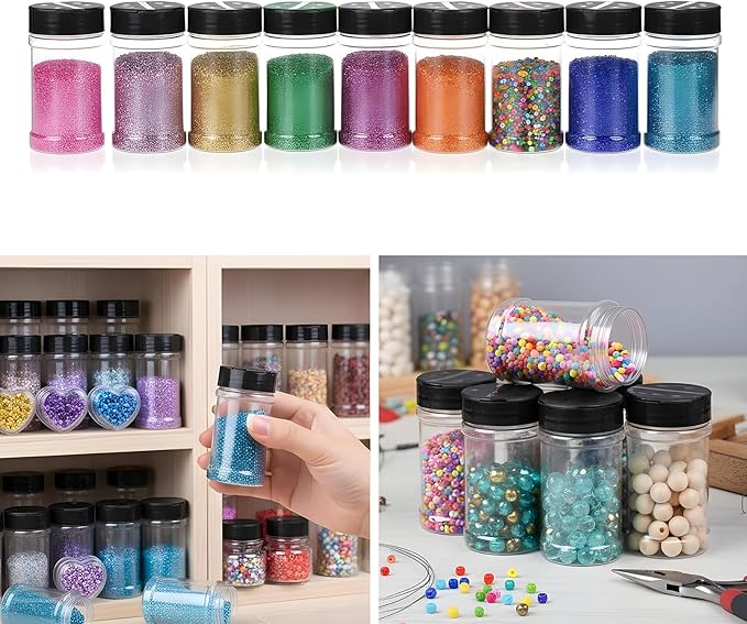 48 Pack 6 Oz Plastic Spice Jars with Shaker Lids, Clear Empty Seasoning Containers, BPA-Free PET Spice Bottles for Powders & Dry Goods