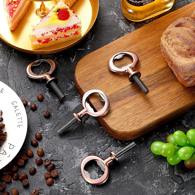 Metal Bottle Opener Kit Blank Bottle Opener Stainless Steel Open Inserts Hardware for Wedding Wine Party DIY Project Craft Wood Turning(Bronze,7 Pieces)