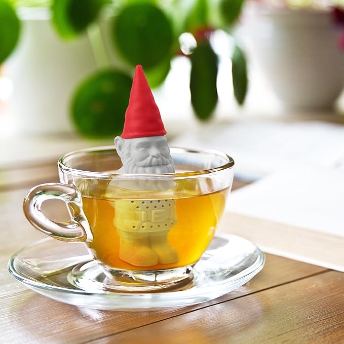 Genuine Fred GNOME BREW Tea Infuser, Cute Garden Gnome Design- For Loose Leaf Tea, Flexible, Easy to Clean Silicone, Fun Gift for Tea Lovers, Clever Kitchen Gadget