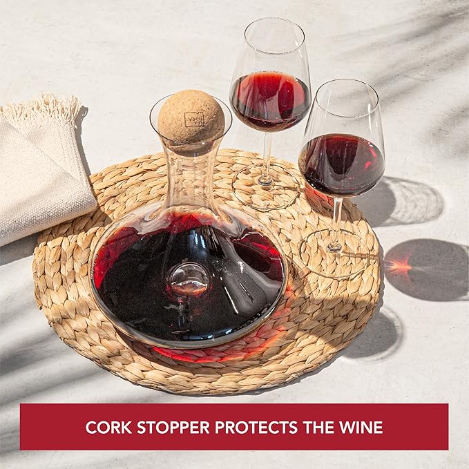 Vacu Vin Wine Decanter – Elegant Glass Carafe for Aerating Red Wine – Enhances Flavor & Aroma – Easy-Pour Spout – Modern Design – Dishwasher Safe Wine Aerator & Serving Vessel