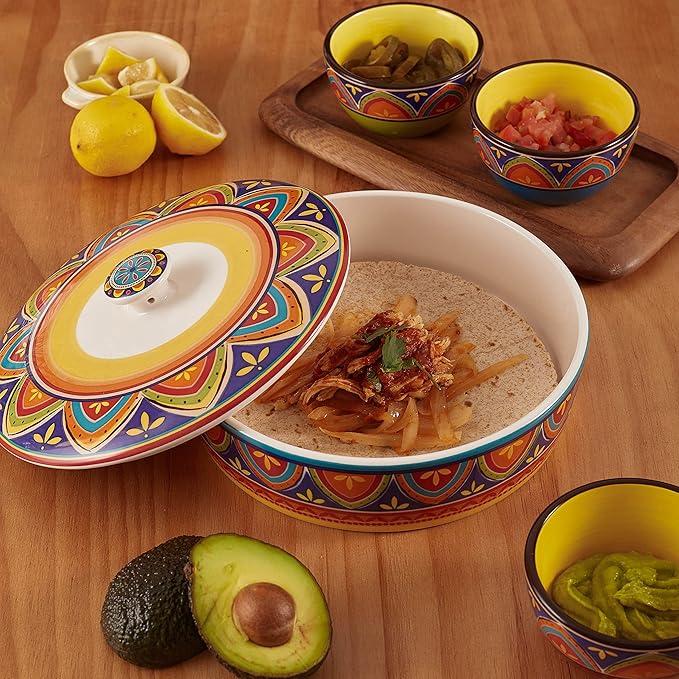 Bico Tunisian Taco Tuesday Set, Tortilla Warmer and Taco Holder, Microwave and Dishwasher Safe