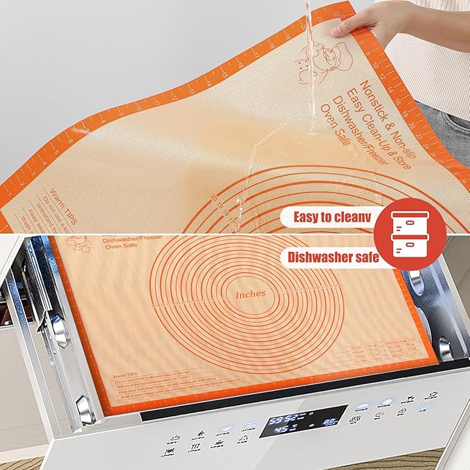 Silicone Pastry Mat 36x24 Inch Extra Large Baking Mat, Nonstick Kitchen Counter Kneading Board, Perfect for Dough, Pastry, Dough Rolling, Fondant, Pie Crust, Fondant, Cookies, Bread, Pasta, Pizza