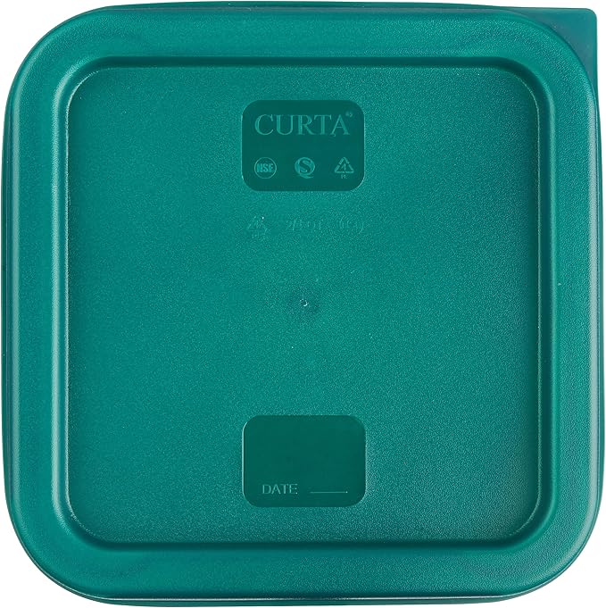 CURTA 8-Pack 2 Qt NSF Clear Polycarbonate Food Storage Containers with Green Lids - Square, Commercial-Grade, Freezer & Dishwasher Safe, Stackable