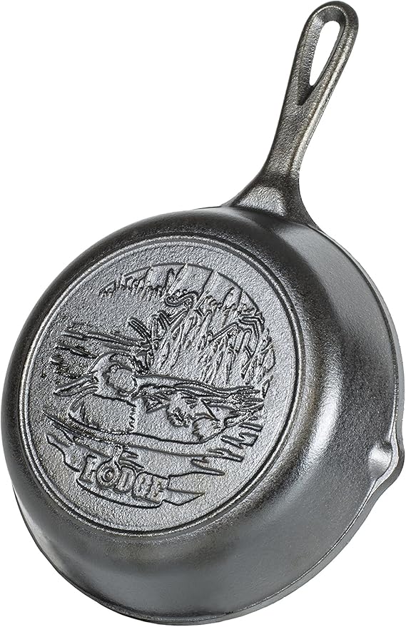 Lodge Wildlife Series-8" Cast Iron Skillet with Duck Scene, 8", Black
