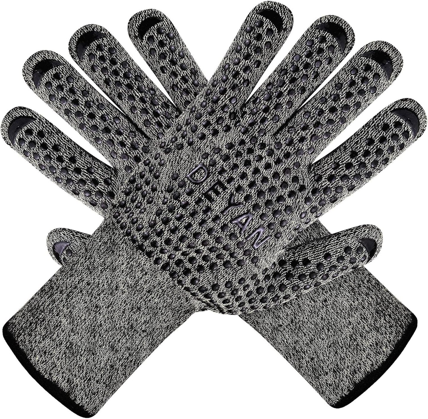 BBQ Grill Gloves, 1472℉ Heat Resistant Oven Gloves, High Temp Resistance Fireproof Glove, Kitchen Hotproof Cooking Mitts for Grilling, Smoking, Baking, Frying