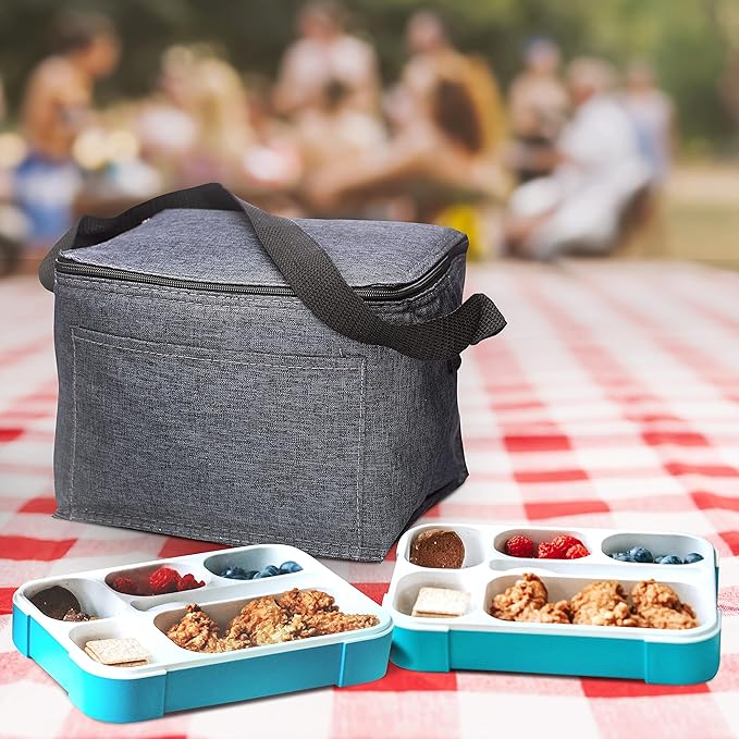 Insulated Cooler Lunch Bag Set of 10, Bulk Pack - Perfect for Work, Travel, Outdoor Events - Black