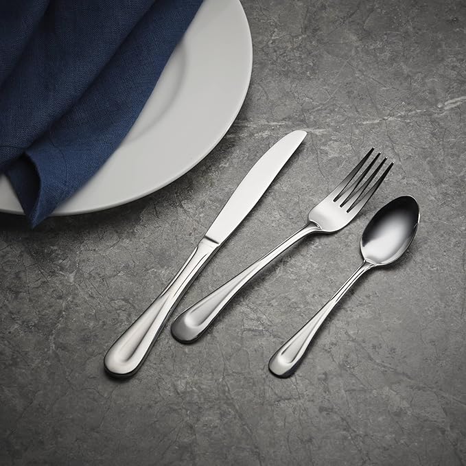 Oneida Silverware Set, Satin Sand Dune 20-Piece Everyday Flatware Set, Service For 4, Sand Blasted Finish, 18/0 Stainless Steel, Dishwasher Safe, Knives Spoons And Forks Sets (Silver, 20 Piece)