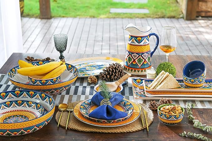 Bico Havana Dinner Plates Set of 4, 11 Inch Large Ceramic Plates for Pasta, Steak, Stylish Serving Dishes, Microwave and Dishwasher Safe, Gift for Housewarming and Thanksgiving