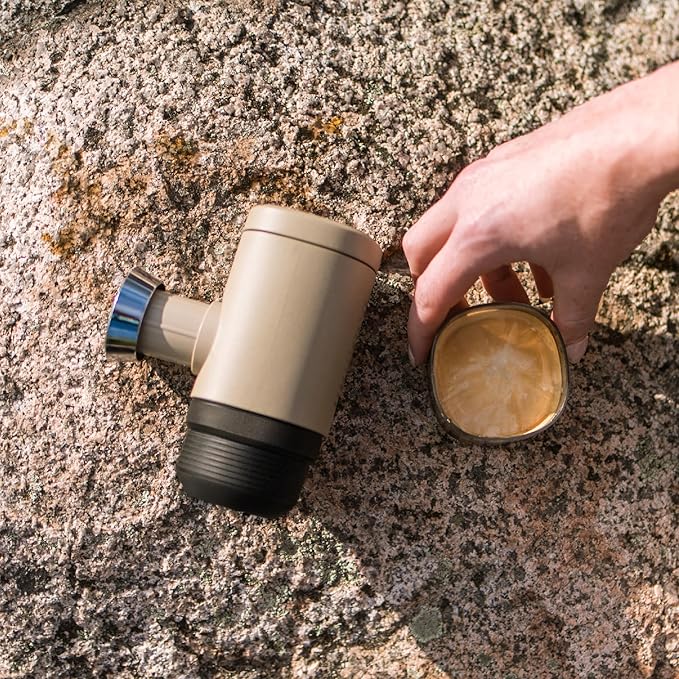 WACACO Minipresso NS2, Portable Espresso Machine, Compatible Original NS Capsules, Travel Coffee Maker, Manually Operated from Piston Action (Stone Beige)