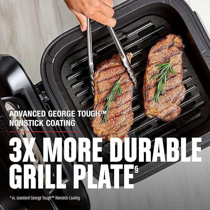 George Foreman Beyond Grill™ 7-in-1 Electric Indoor Grill with Air Fry Technology, MCAFD800D, Black, Large