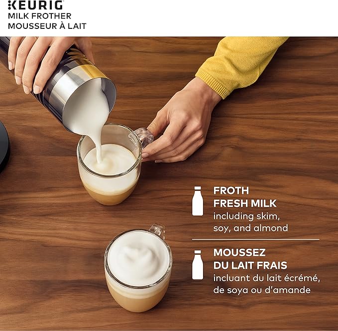 Keurig Milk Frother For Lattes And Cappuccinos, Features Hot And Cold Function, Black