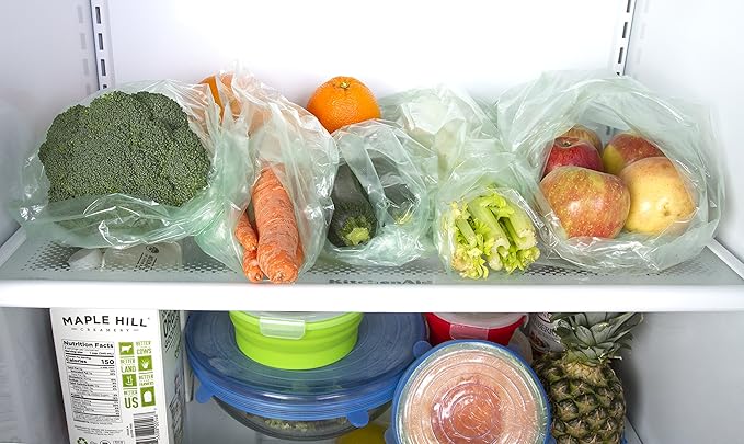 Keep it Fresh Produce Bags - 30 Reusable BPA Free Freshness Produce Bags & Twist Ties - Keeps Fruits, Veggies, and Flowers Fresher Longer