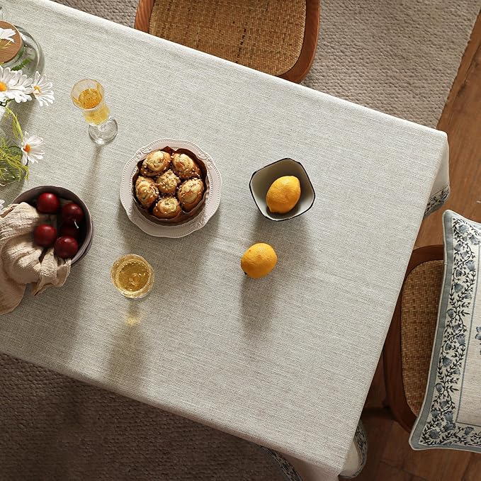 ISAENNE Designer Vintage Linen Elegant Table Cloth Rectangle,Chinoiserie Floral Tablecloth,Durable Decor Tablecloths for Dining Thanksgiving Kitchen Christmas Party,55"*87"-Segerman B