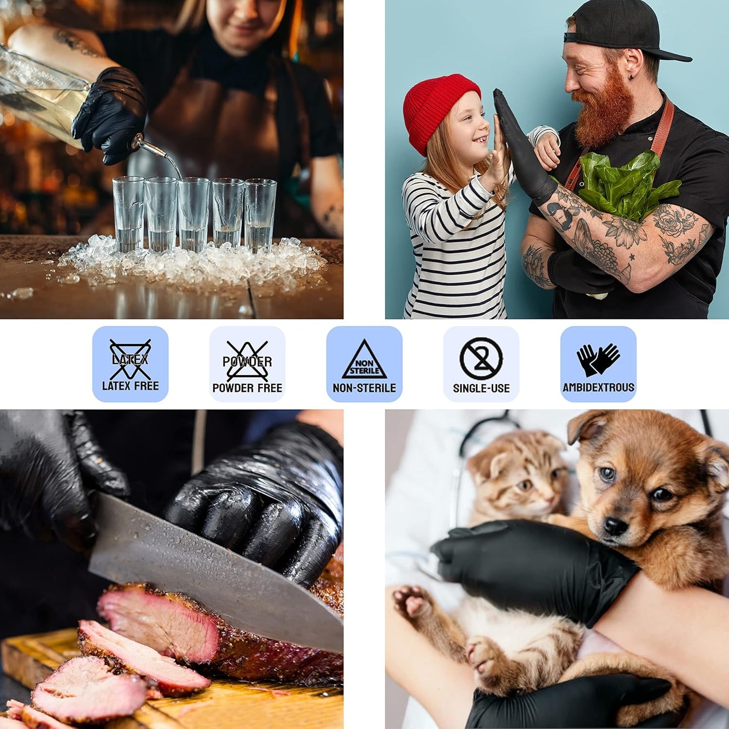 SAFE HEALTH Nitrile Black Industrial Disposable Gloves-Medium 3.5 Mil Case of 1000 Powder Free-Latex Free Tattoo-Beauty Salon-Hair Nail Studio-Auto Repair-Car Maintenance-Household-Daily