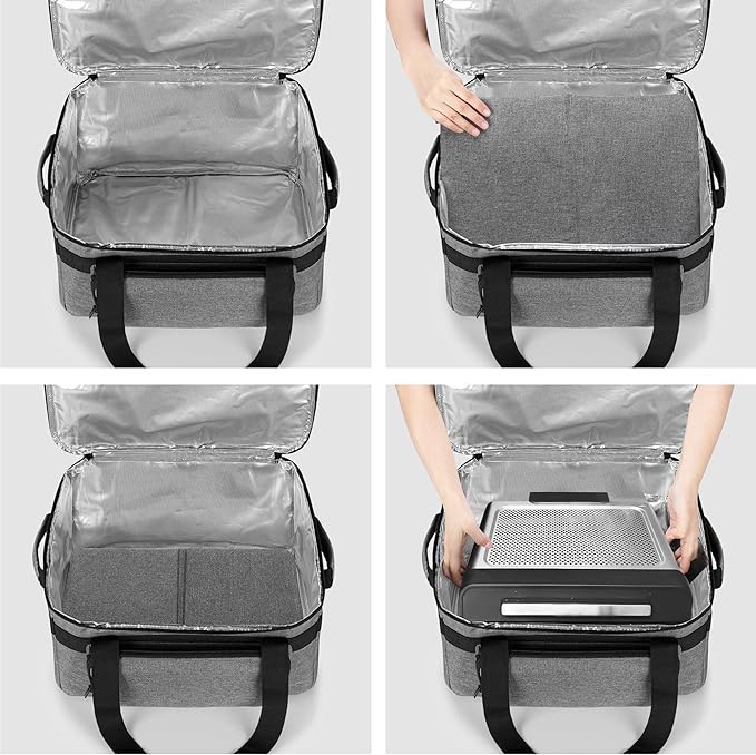 LUXJA Indoor Grill Carrying Bag with Bottom Pad Compatible with Ninja Sizzle GR101 Smokeless Grill, Double Layer Electric Grill Bag with Plates Section (Bag Only), Gray
