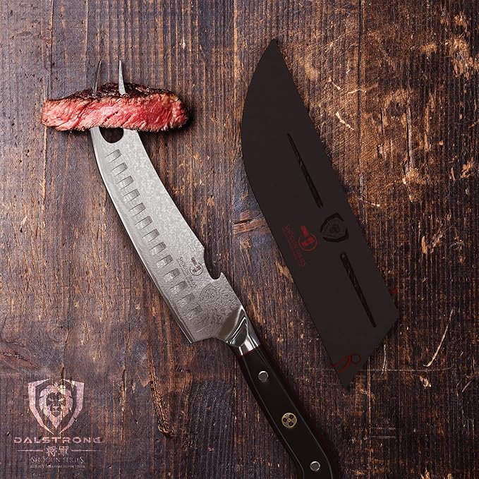 Dalstrong Pitmaster BBQ & Meat Knife - 8 inch - Shogun Series ELITE - Forked Tip & Bottle Opener - Japanese AUS-10V Super Steel Kitchen Knife - G10 Handle - Razor Sharp - w/Sheath