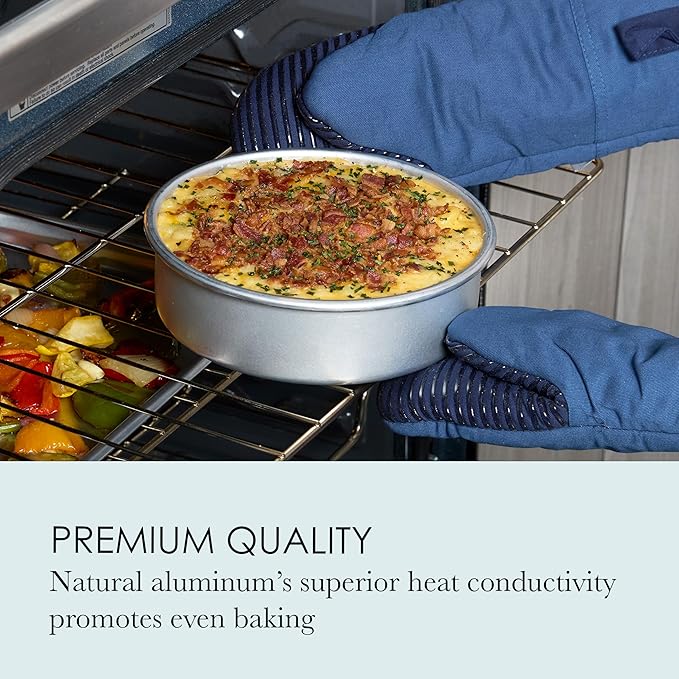 Chicago Metallic Recycled Aluminum 8 inch Round Cake Pan with Natural Aluminum For Even Baking, Built for Everyday Use, Perfect for Round Cakes, Cheesecakes and More