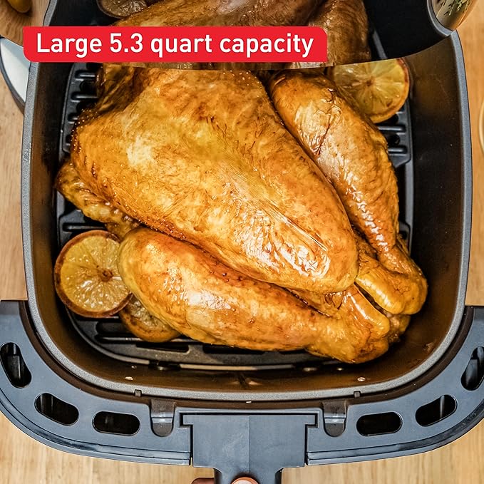T-fal Easy Fry Max 5.3 qt Digital Air Fryer: 10 Versatile Cooking Programs, Intuitive Touchscreen, Dishwasher-Safe Basket, Fast and Healthy Cooking for Crispy Delicious Results, Grey