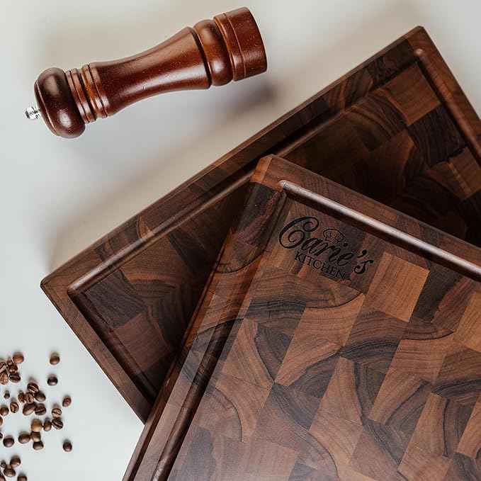 Handmade Personalized Walnut End Grain Cutting Board – Custom Engraved Wood Chopping Block, Perfect Gift for Home Chefs by GrainWoods (22x16x2 Inches)