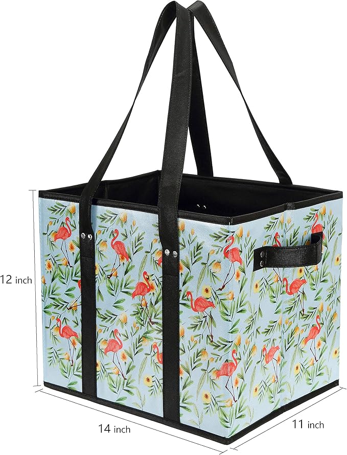 Foraineam Reusable Grocery Bags Set Durable Heavy Duty Tote Bag Collapsible Grocery Shopping Box Bag with Reinforced Bottom