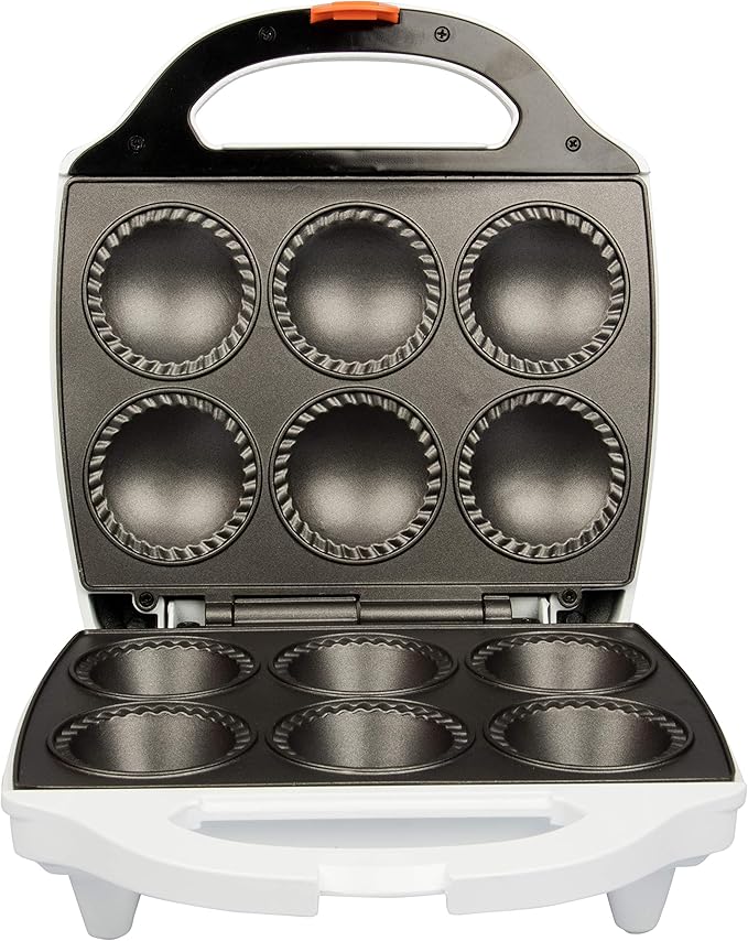 MasterChef Mini Pie & Quiche Maker- Baker Cooks 6 Small Pies or Quiches in Minutes- Non-stick Cooker w Dough Cutting Circle for Easy Measurement & Filling, Must Have Machine for Desserts & Appetizers