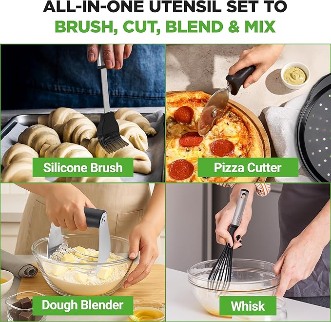 NutriChef 23-Piece Baking Utensil Collection with Measuring Tools, Silicone Mats, Spatulas, Whisk & Oven Mitts - Complete Kitchen Utensils Set and Baking Tool Set Suitable for Home Bakers