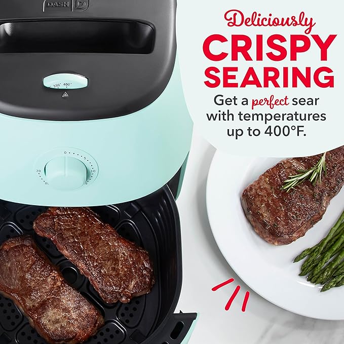 Dash Tasti-Crisp™ Air Fryer - AirCrisp® Technology - Compact Design with Adjustable Temperature Control - Nonstick Fry Basket & Auto Shut-Off Feature - 6 Quarts - Aqua