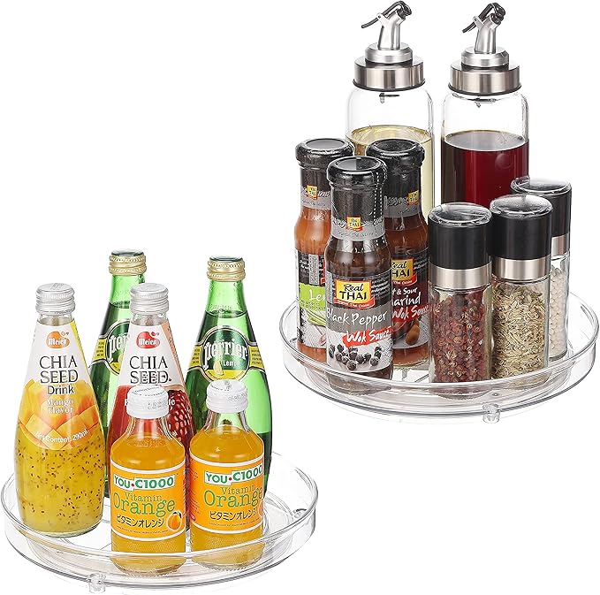 URALFA 2 Pack 9 Inch Lazy Susan Spice Rack Organizer & 2 Tier 9 Inch Lazy Susan Turntable for Cabinet